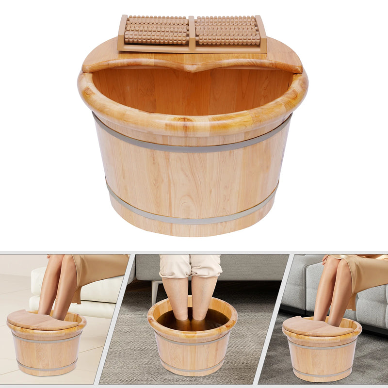 Wooden foot bath for massage,