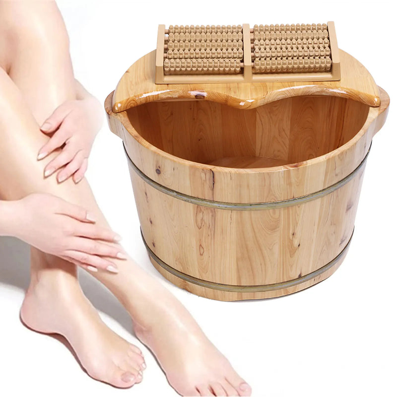 Wooden foot bath for massage,